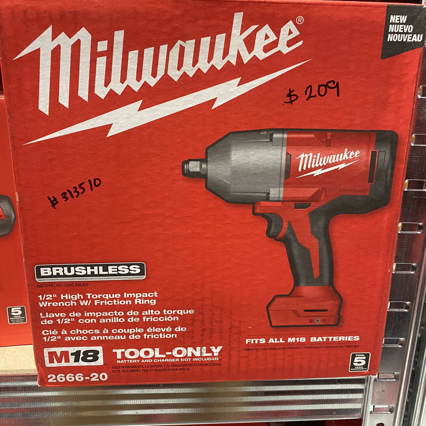 Milwaukee M18 18-Volt Lithium-Ion Brushless 1/2 in. High Torque Impact Wrench with Friction Ring (Tool-Only