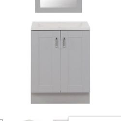 ☀️#0682 Arla 24 in. W x 18.75 in. D x 33.13 in. H Single Sink Bath Vanity in Pearl Gray with White T