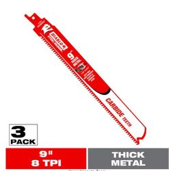 🔥🔥Diablo9" 8TPI. Carbide Teeth Thick Metal Reciprocating Saw Blades$25