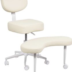 Ergonomic Cross Legged Office Chair with Wheels ADHD Chair Height Adjustable Seat Backrest Not Adjustable 360°Rotating Footrest Leather Style for Medi