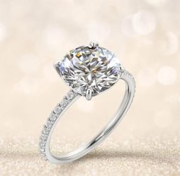 3Ct Near-White Round Moissanite Ring (Size 7)