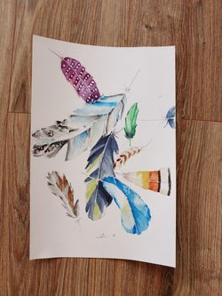 Watercolor contemporary painting on paper, 12x18