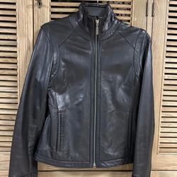 Calvin Klein Real Leather Moto Jacket Women Size L