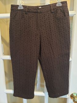 Talbots Eyelet Cropped Pants- Brown- Size: 10P