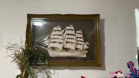 Antique boat model framed