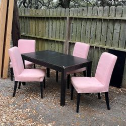 four to six seat dining room table and chairs