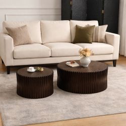 Brown Wooden Nesting Coffee Table Set [NEW] **Assembly Req** 