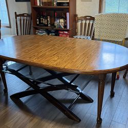 Wood table with chairs