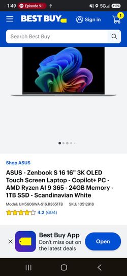 ASUS Zenbook S 16 Laptop 3K OLED Touch