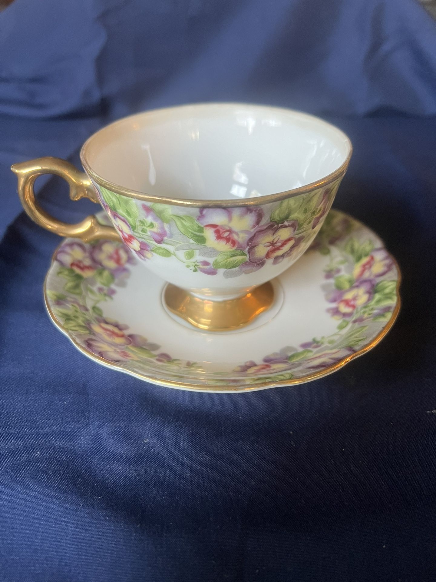 Vintage pansy tea cup and saucer Royal Sealy China