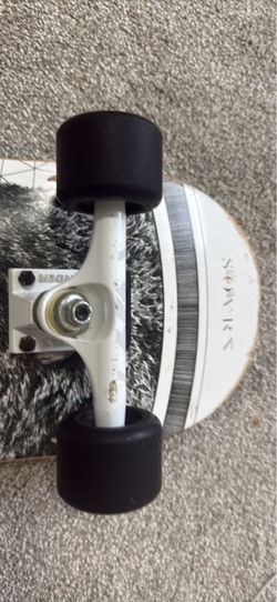 Skateboard with White Trucks and Black Wheels
