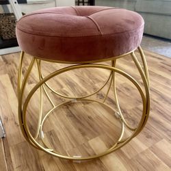 Velvet Round Footrest Ottoman, Makeup Vanity Stool Side Table,