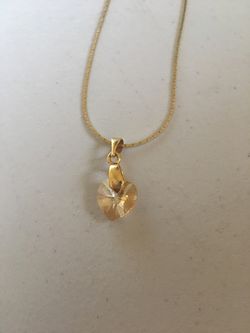 21 inch gold plated necklace with crystal heart charm
