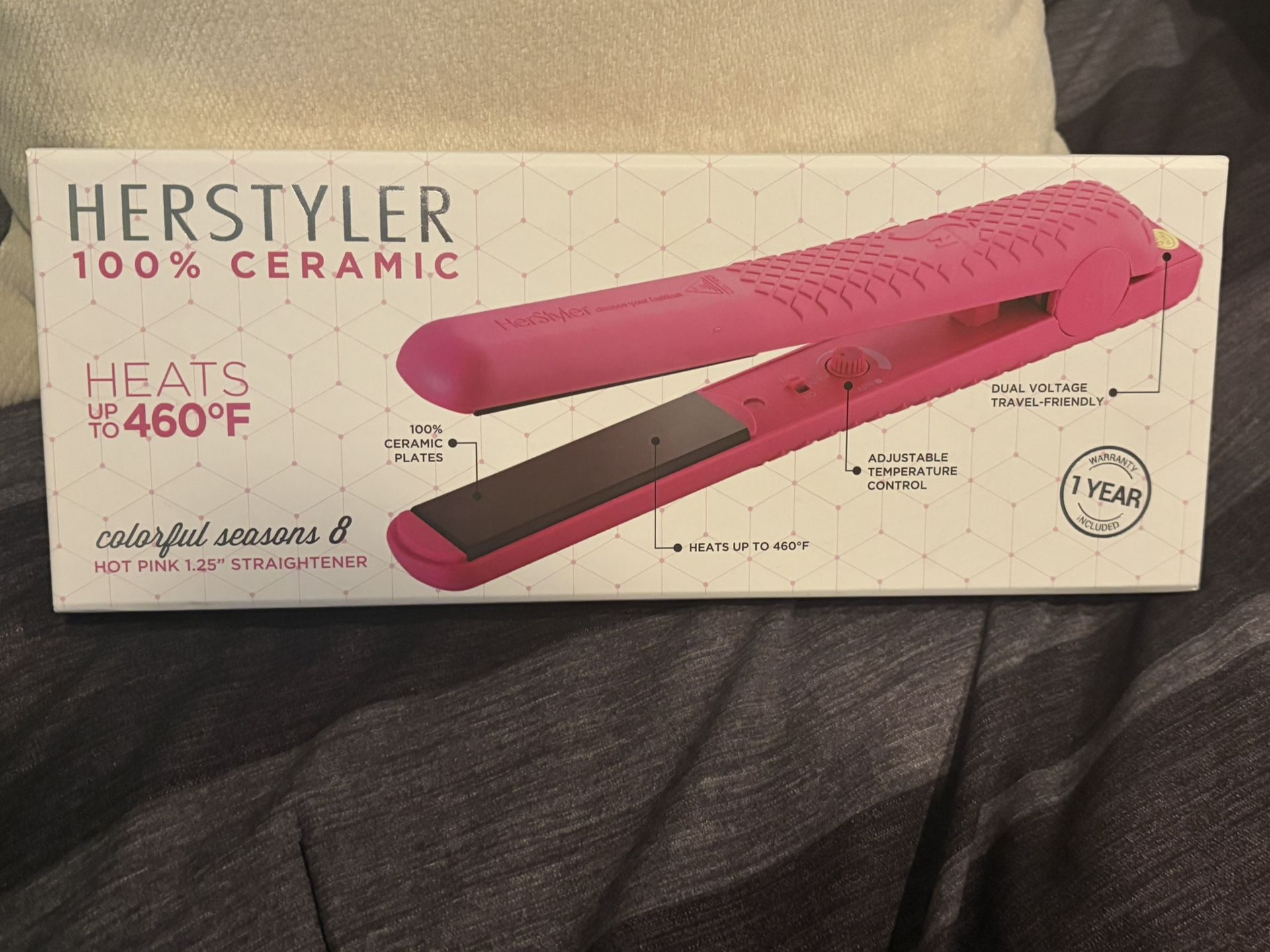 Herstyle Hot Pink 100% Ceramic Hair straightener