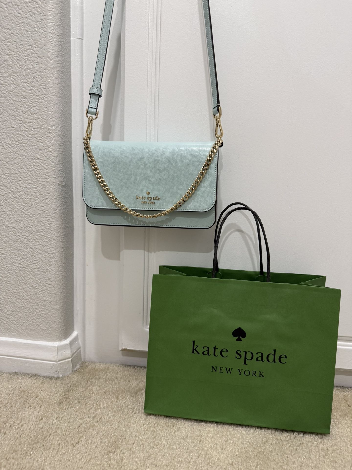 Blue Kate Spade Purse With Shopping Bag