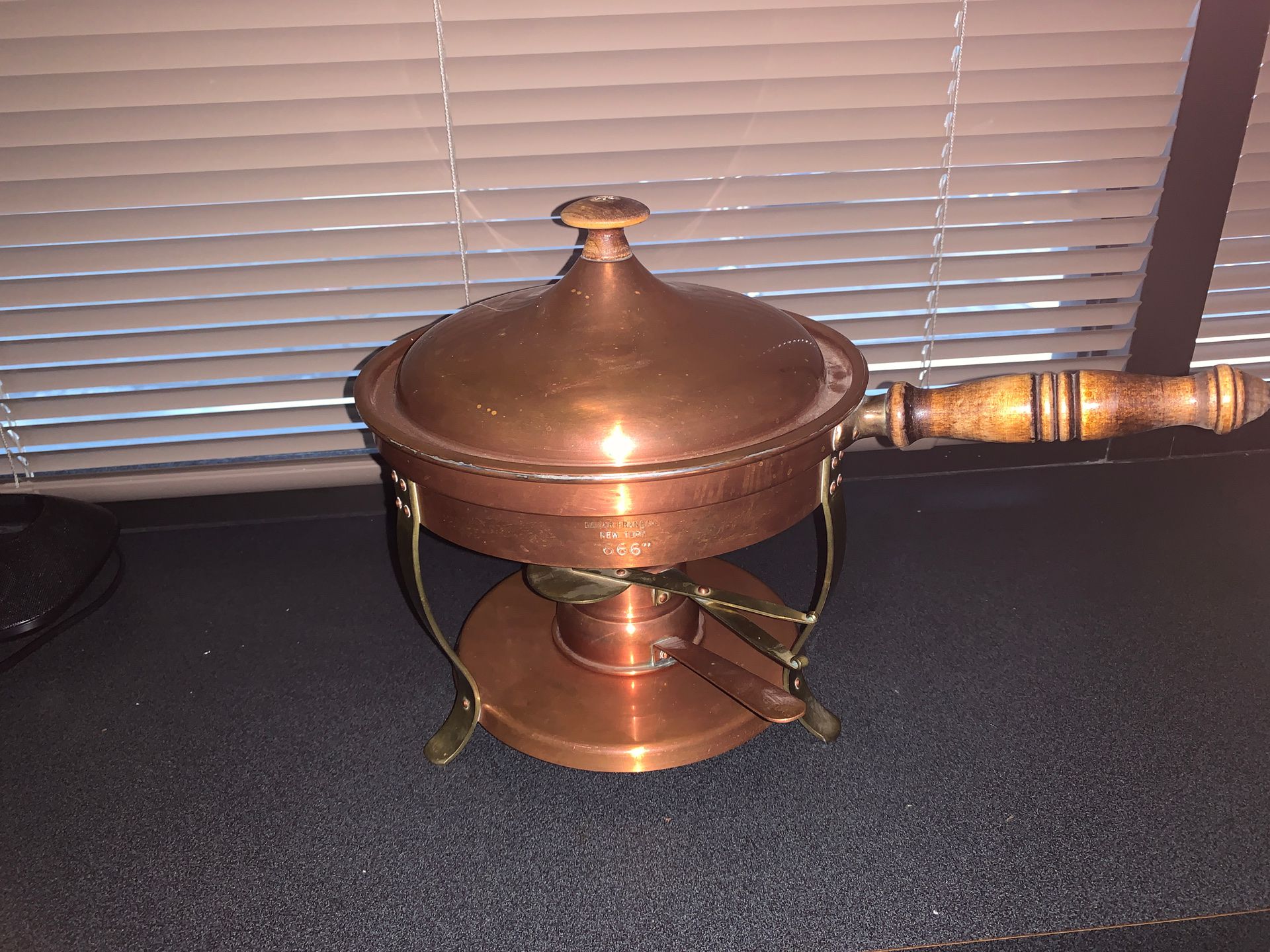 Vintage Bazar Francois “666” Copper chafing pot with warmer