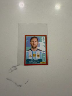 Messi red border Panini sticker