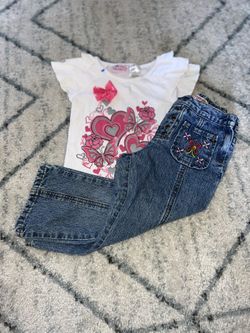 Size 6 Girls Y2K 2000s pink jeans outfit 