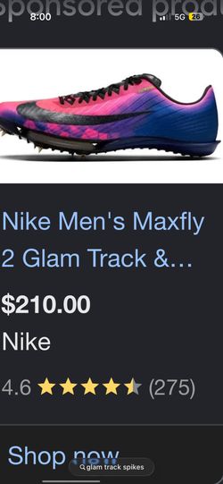 glam track spikes 7.5 mens