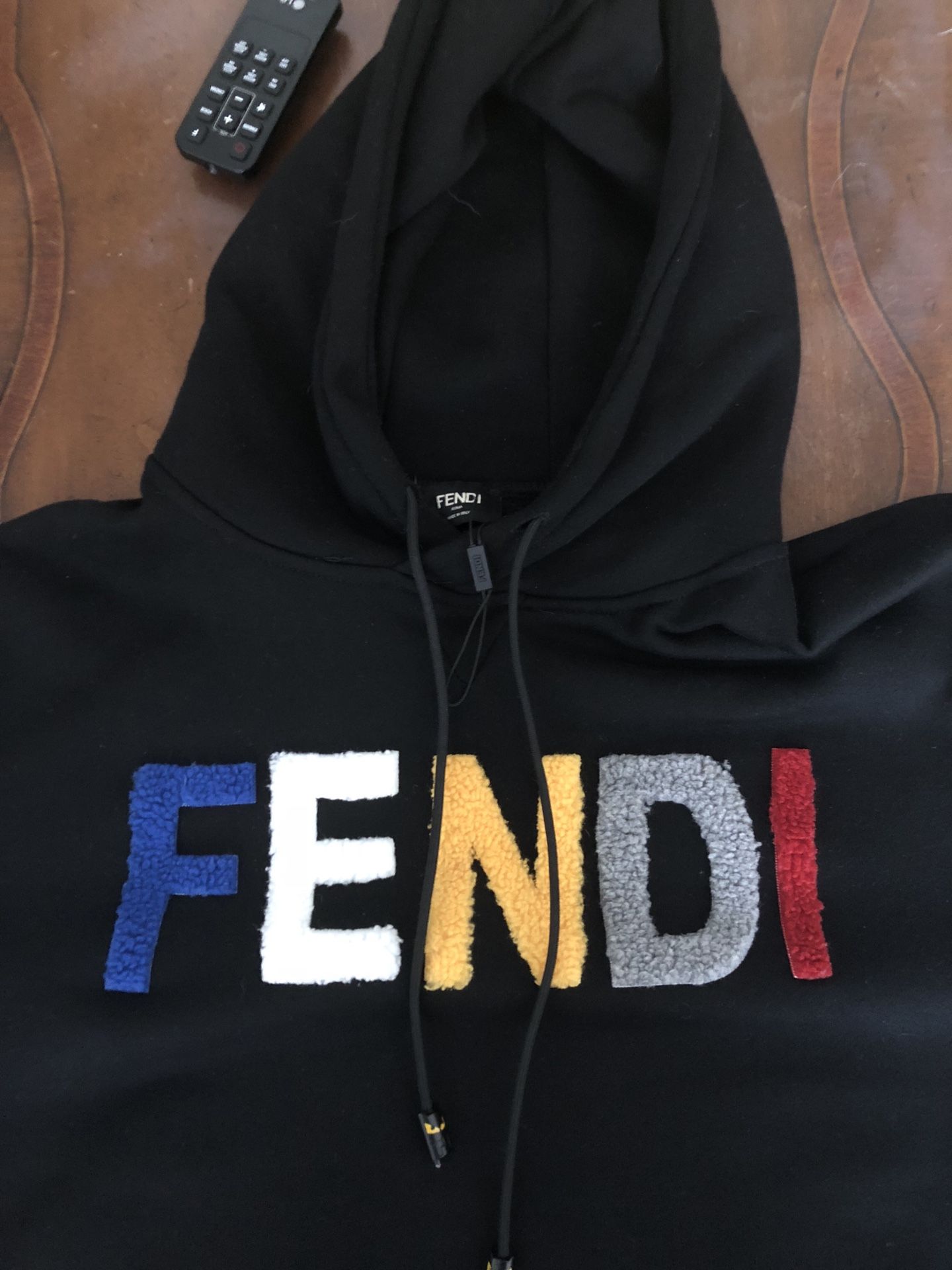 Fendi Shearling-Logo Pullover Hoodie