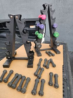 Two Dumbelles Racks+Dumbells Set  -  as is. Everything . Homestead 33033. Delivery fee