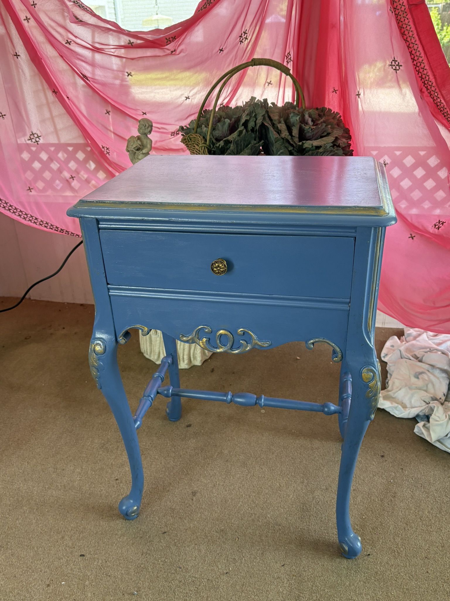 Refurbished Antique Solid Wood Side Table