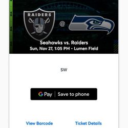 Seahawks Vs. Raiders (1 Ticket)