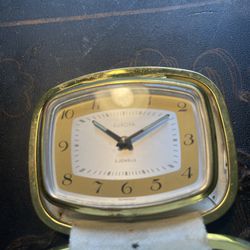 Europa Vintage 1960’s Travel Alarm Clock 2 Jewels Tan Leather Case Germany Works