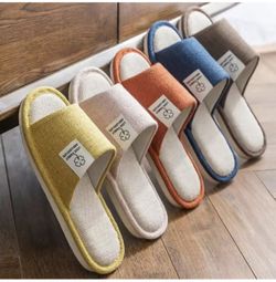 Men Women Straw Sandals Flip Flops Slippers Linen Shoes Home Office Comfort 