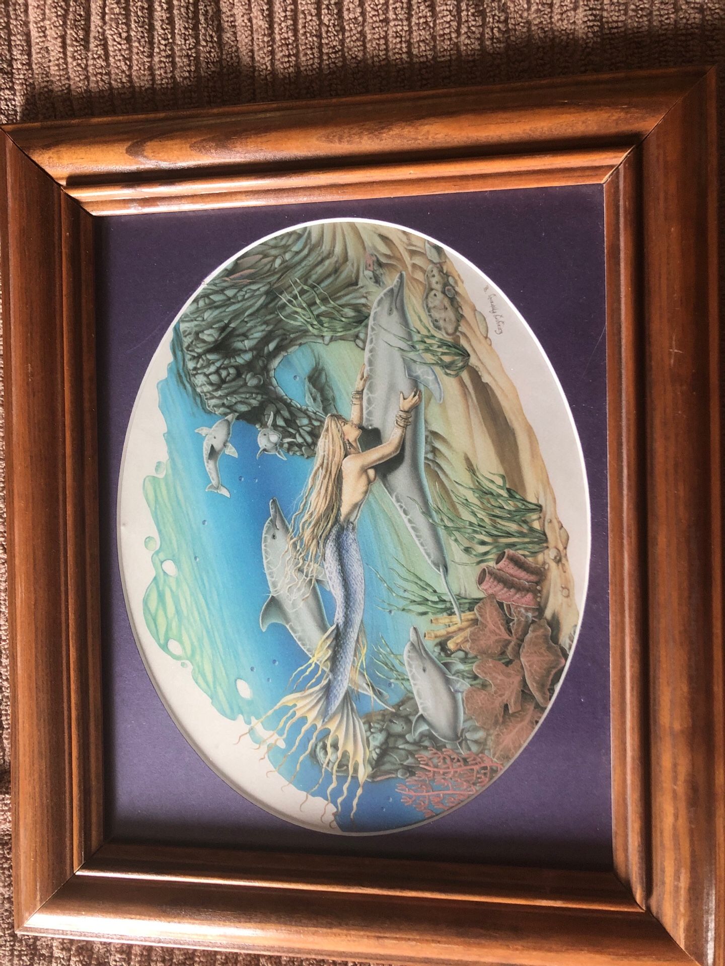 Mermaid and dolphins- 12.5x 10.5