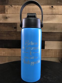 New Aquatix Motivational Double Wall Insulated Bottle Sea Mist Blue 21 ounce Keeps your water cold 24 hours hot 6 hours