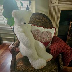 Vermont Teddy Bear 3ft white bear lovey buddy Stuffed Plush RETIRED