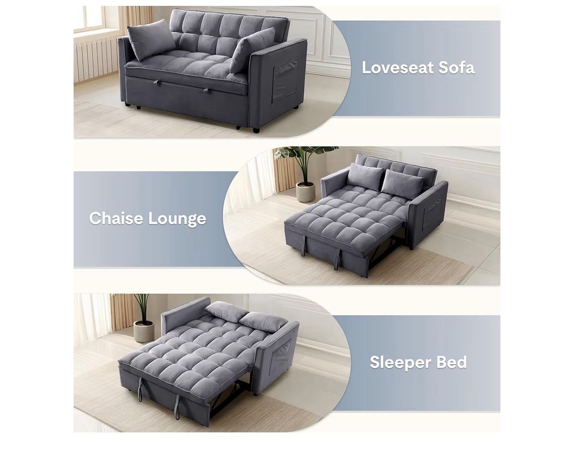 FLEXISPOT XCT4 Pull Out Couch for Small Spaces, 3-in-1 Convertible Loveseat Sofa Bed with Adjustable Backrest, Compact Futon Sofa Bed Twin Sleeper Lov