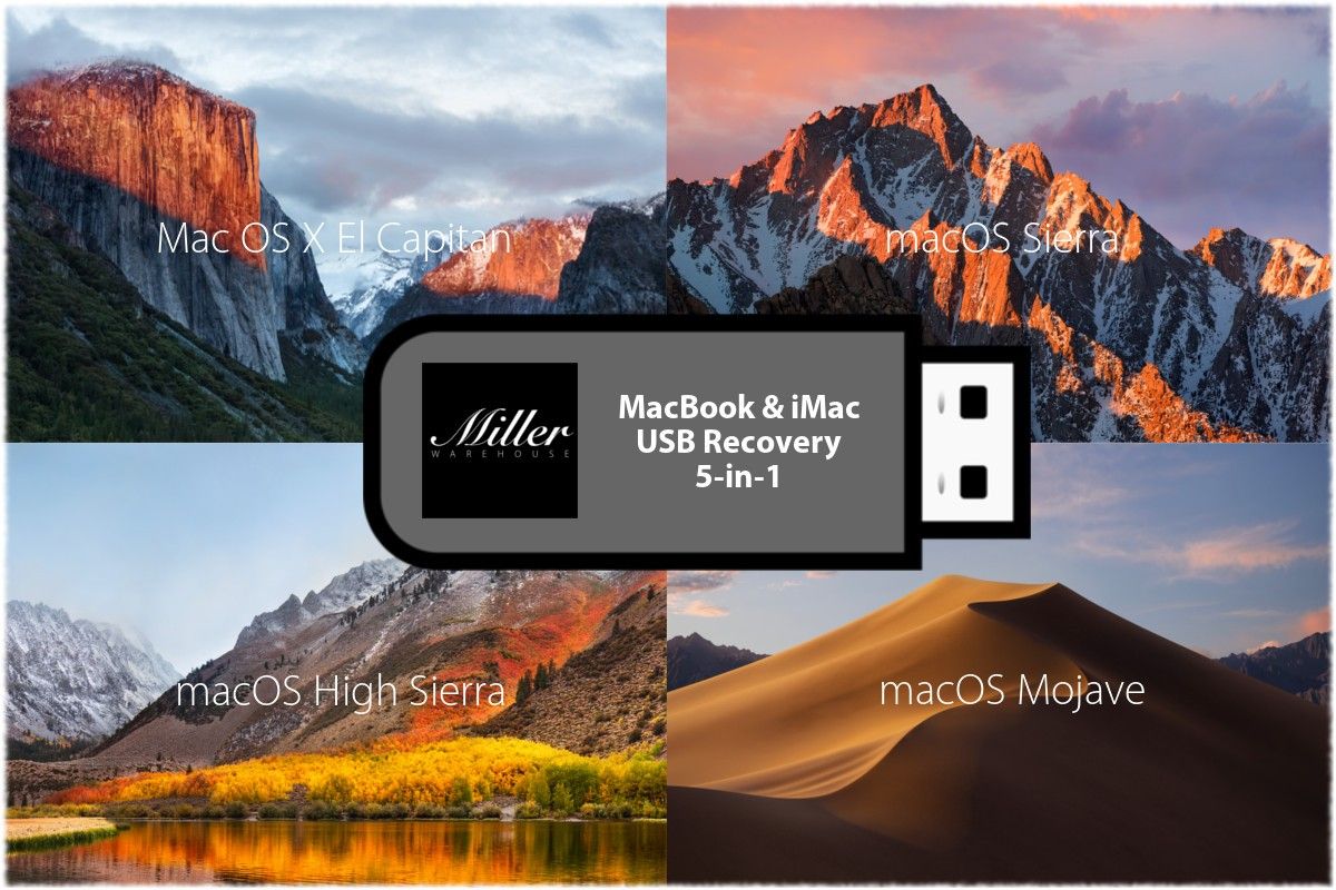 MacOS USB Bootable Recovery Install Boot Drive - Mojave, El Capitan, High Sierra, Sierra, Yosemite