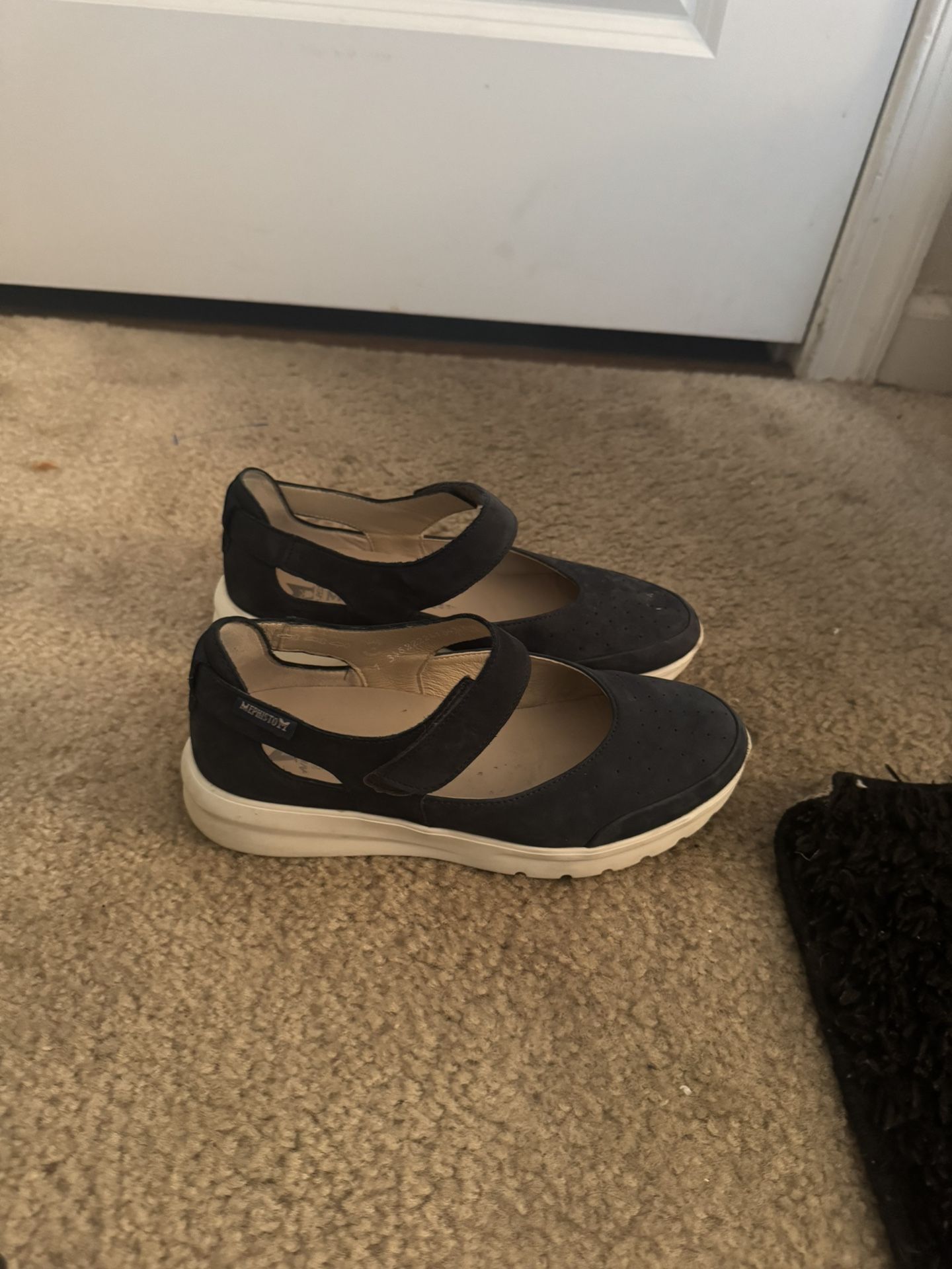 Mephisto Navy Leather Flats