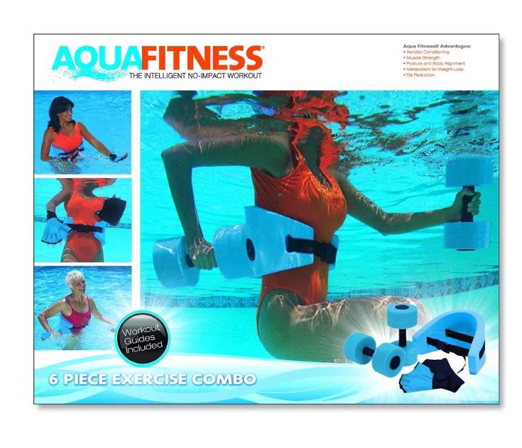 Aqua Fitness Exercise Set - 6 Piece Water Exercise Aerobic Belt, Barbells and