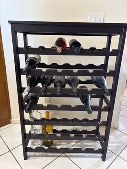 Espresso Wood Wine Rack with Top Shelf