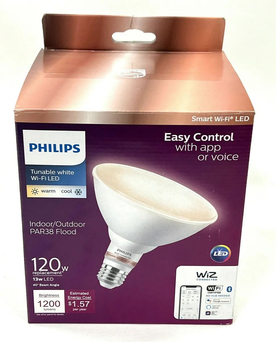 Philips 120-Watt Equivalent PAR38 LED Smart Wi-Fi Tunable White Light Bulb Power