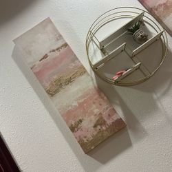 wall decor 2 pink and gold canvas 