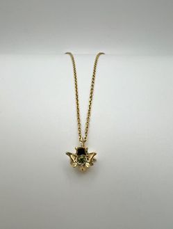 Green Sapphire with 14K Gold Vertebrae