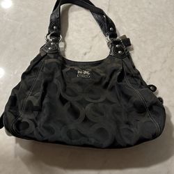 Coach Madison Black Gray Hobo Monogram Logo Hand Shoulder Bag Purse F0(contact info removed)5