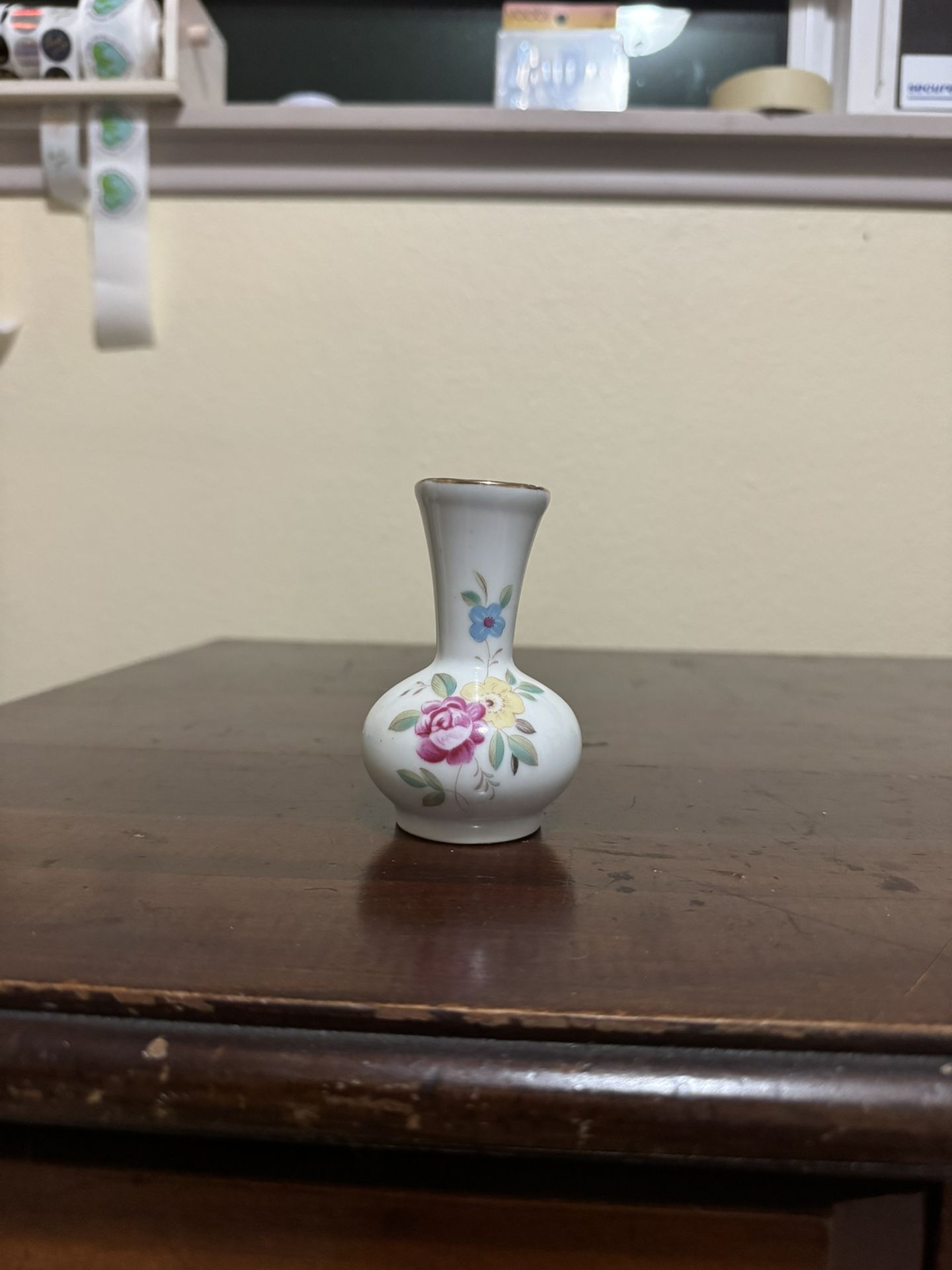 Vintage Porcelain Mini Bud Vase Floral