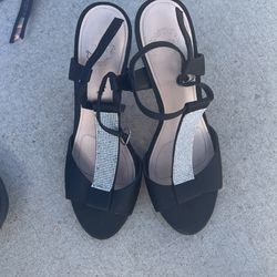 Black And Silver Heels 7.5