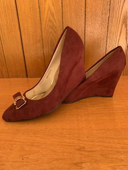 Bella Luna Burgundy wedge heels