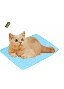 Summer Cooling Mat & Sleeping Pad- Water Absorption Top, Materials Safe, Easy Carry, EZ Clean. Keep Cooling for Pets, Kids and Adults.(Blue, 19" x 15"