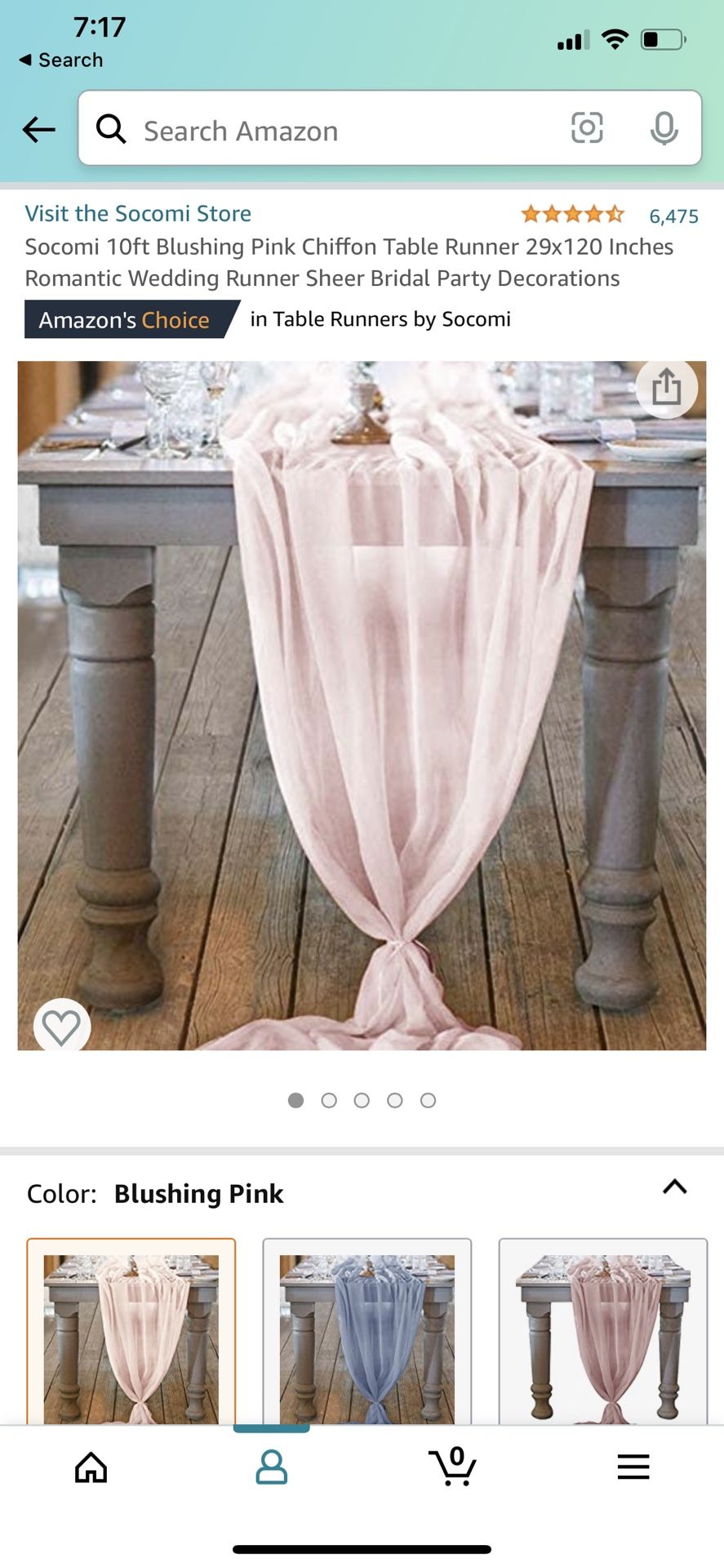 4 Pieces of 10ft Blushing Pink Chiffon Table Runner