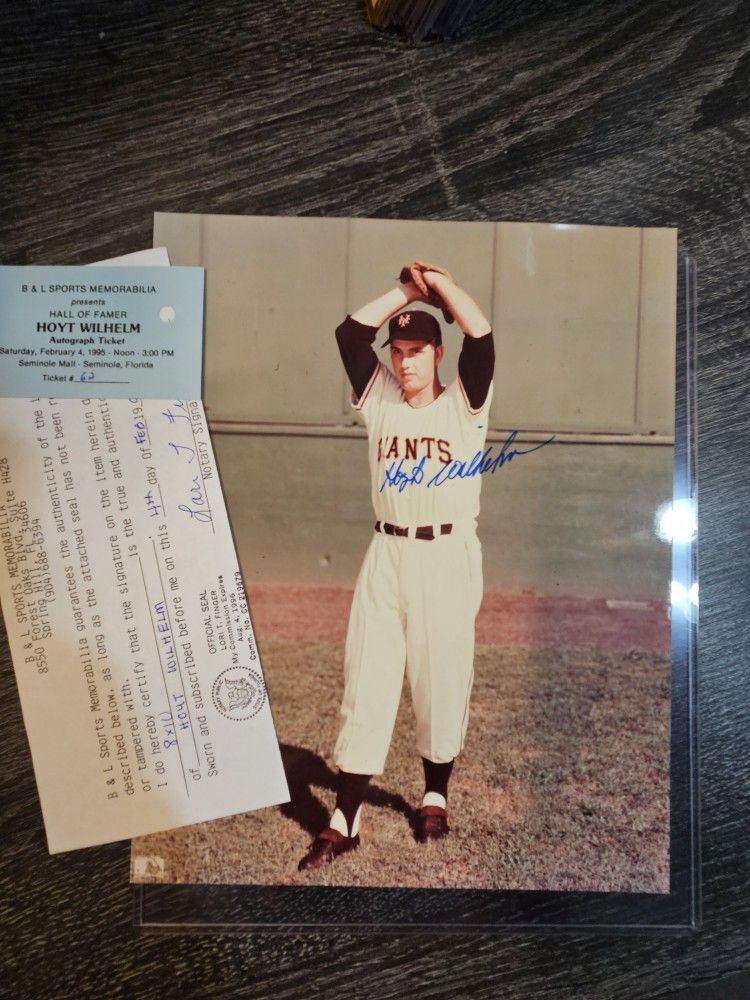 Signed Hoyt Wilhelm San Francisco Giants 8x10 Autograph Photo MLB Baseball
