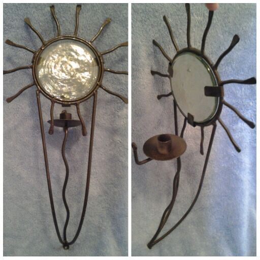 Beautiful metal sun candle wall sconce - never used!