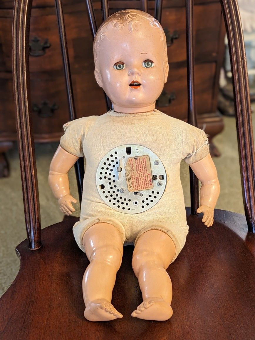 Antique 1940-50's Schilling Talking Baby Doll 22" Tall~Warner & Sons