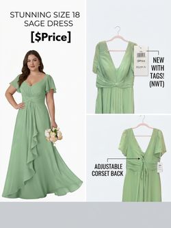 Size 18 -New Brand New Sage Green Formal  Dress -